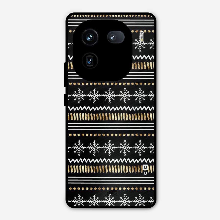 Snowflakes Gold Metal Back Case for iQOO 12