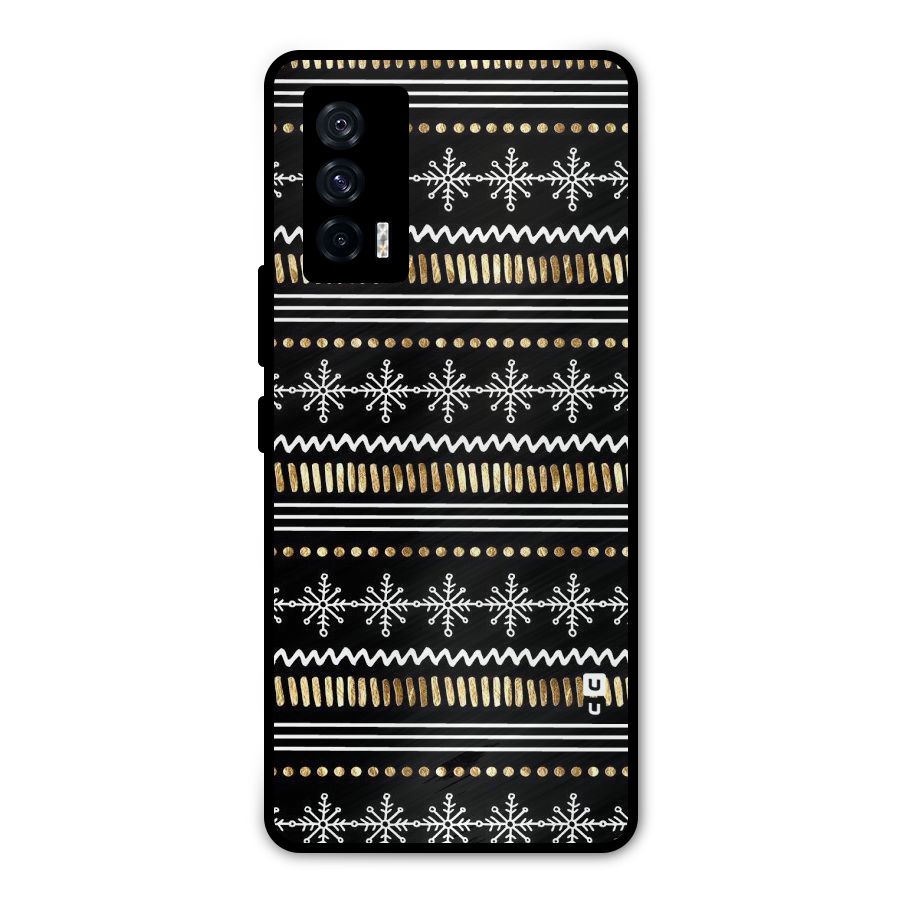 Snowflakes Gold Metal Back Case for iQOO 7 5G