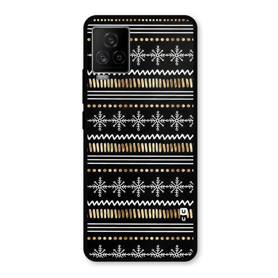 Snowflakes Gold Metal Back Case for iQOO 7 Legend 5G