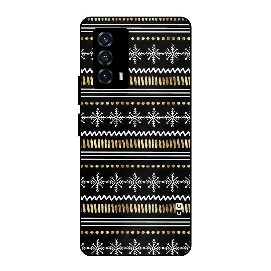 Snowflakes Gold Metal Back Case for iQOO Z5