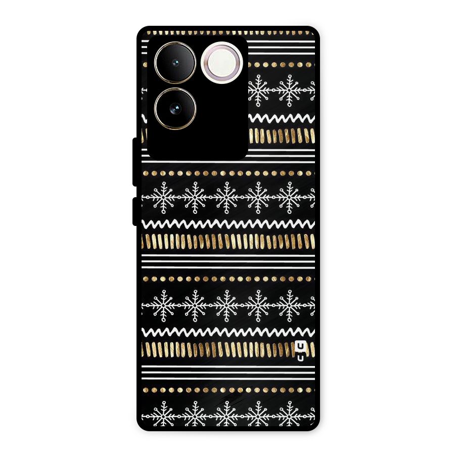 Snowflakes Gold Metal Back Case for iQOO Z7 Pro