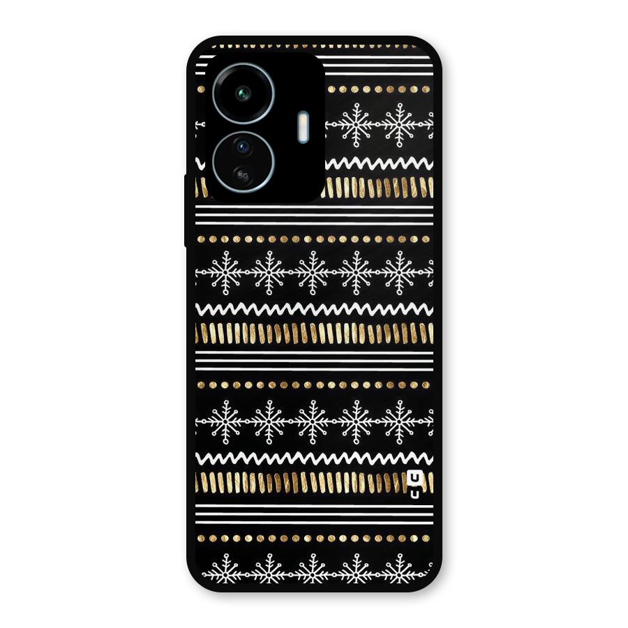 Snowflakes Gold Metal Back Case for vivo iQOO Z6 Lite 5G