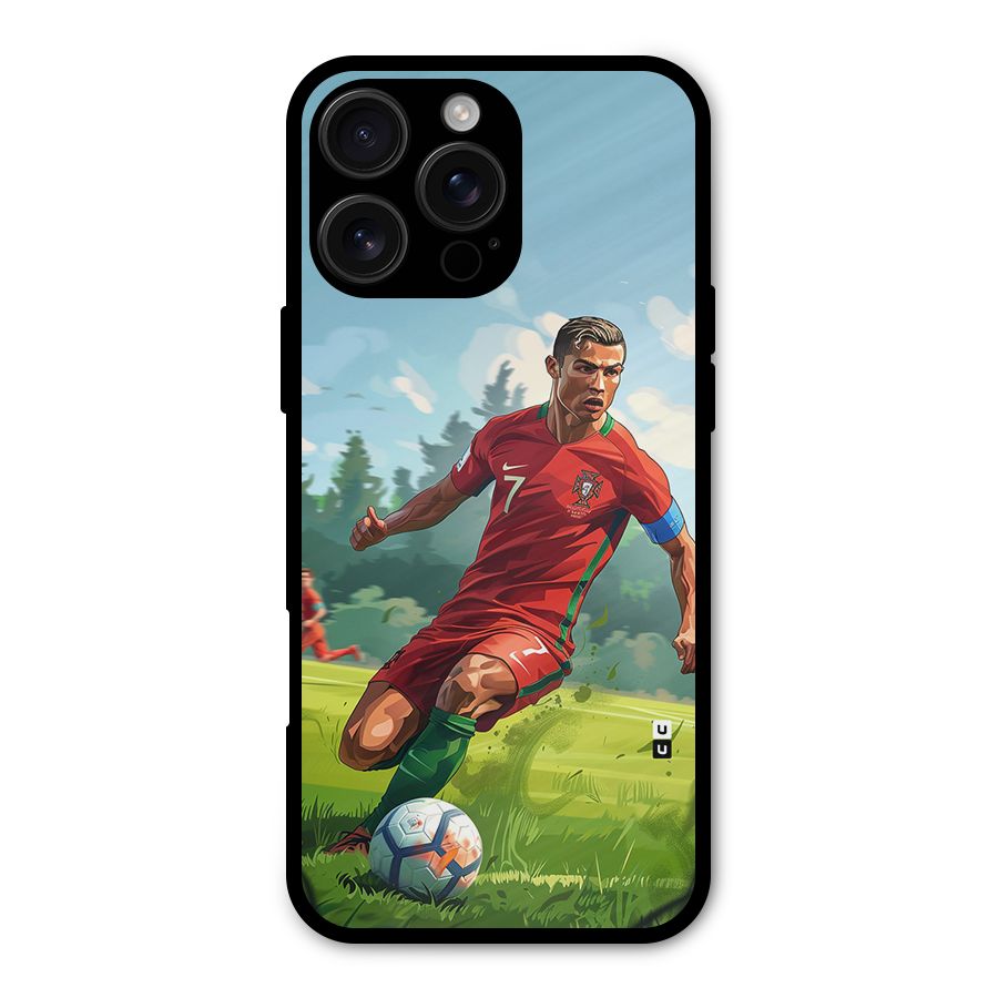 Soccer Star Playing Metal Back Case for iPhone 16 Pro Max