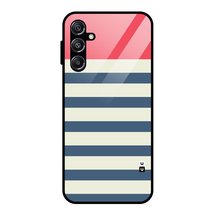 Solid Orange And Stripes Glass Back Case for Galaxy M34 5G