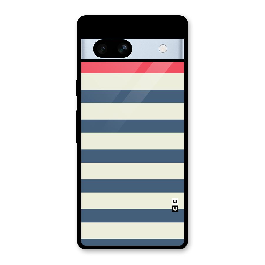 Solid Orange And Stripes Glass Back Case for Google Pixel 7a