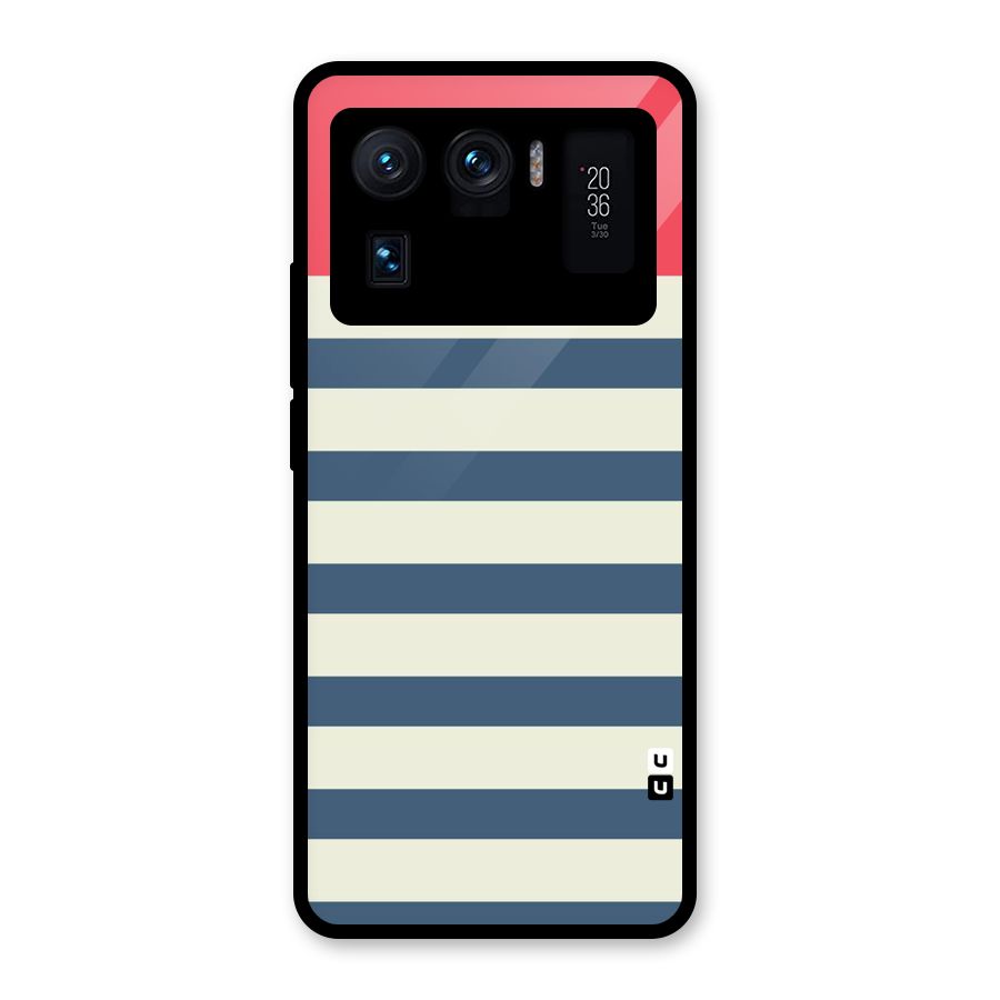 Solid Orange And Stripes Glass Back Case for Mi 11 Ultra