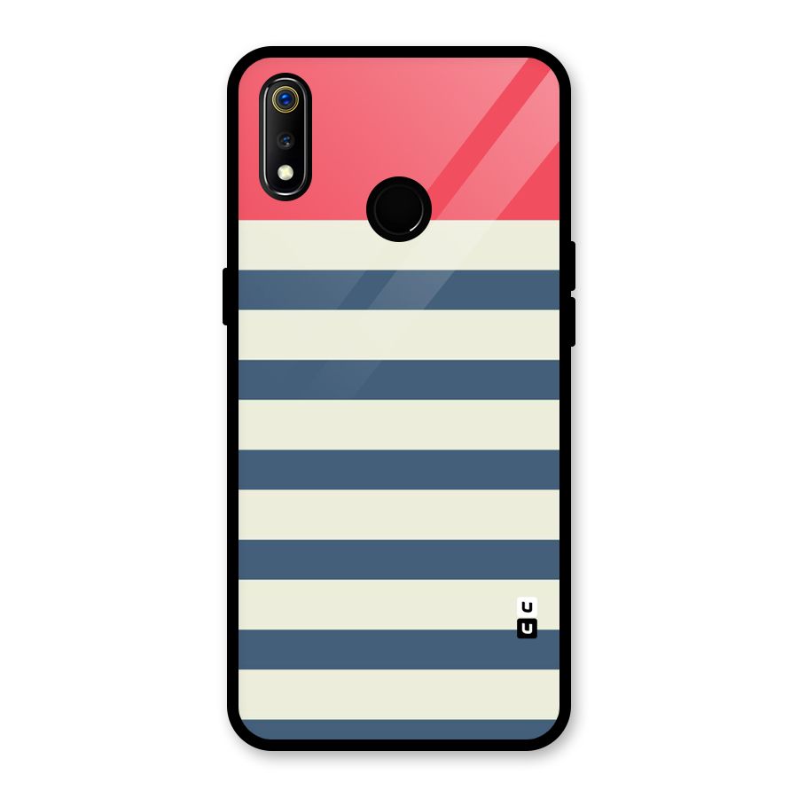 Solid Orange And Stripes Glass Back Case for Realme 3i