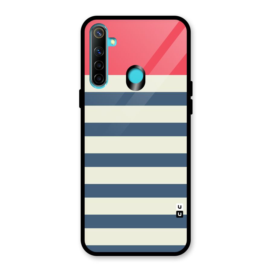 Solid Orange And Stripes Glass Back Case for Realme 5