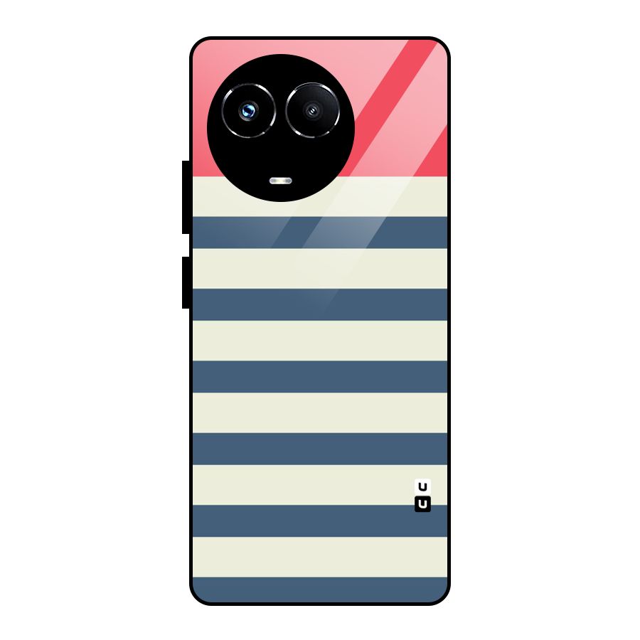 Solid Orange And Stripes Glass Back Case for Realme Narzo 60X