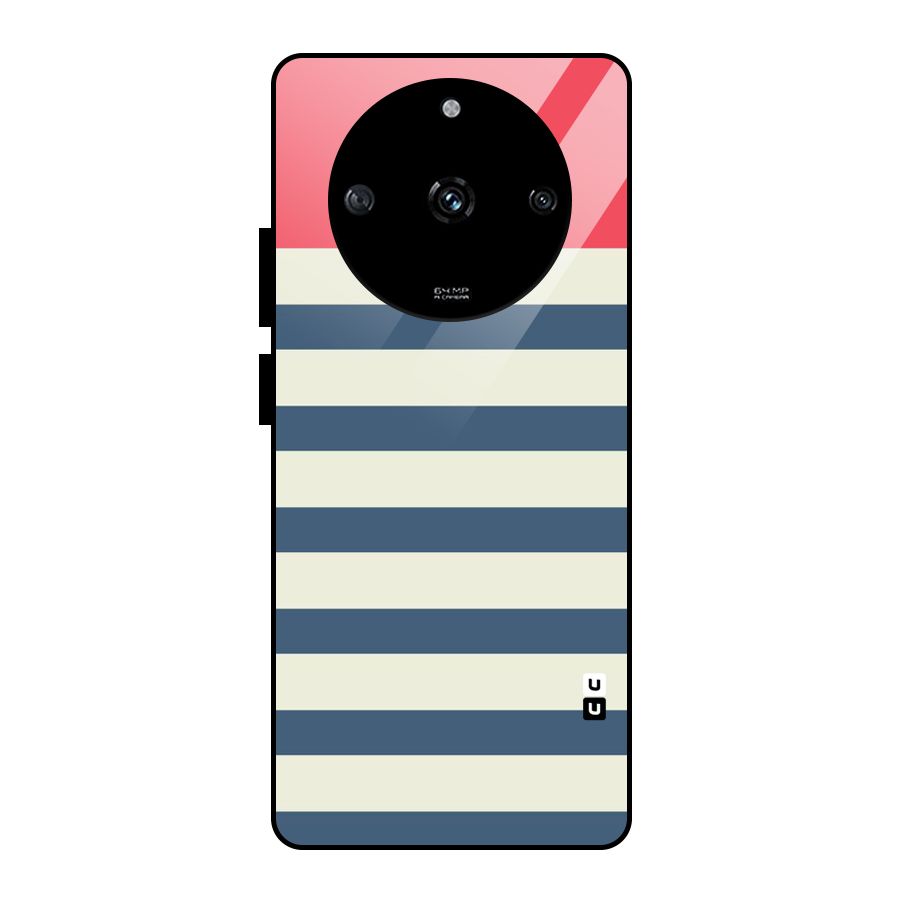 Solid Orange And Stripes Glass Back Case for Realme Narzo 60 5G