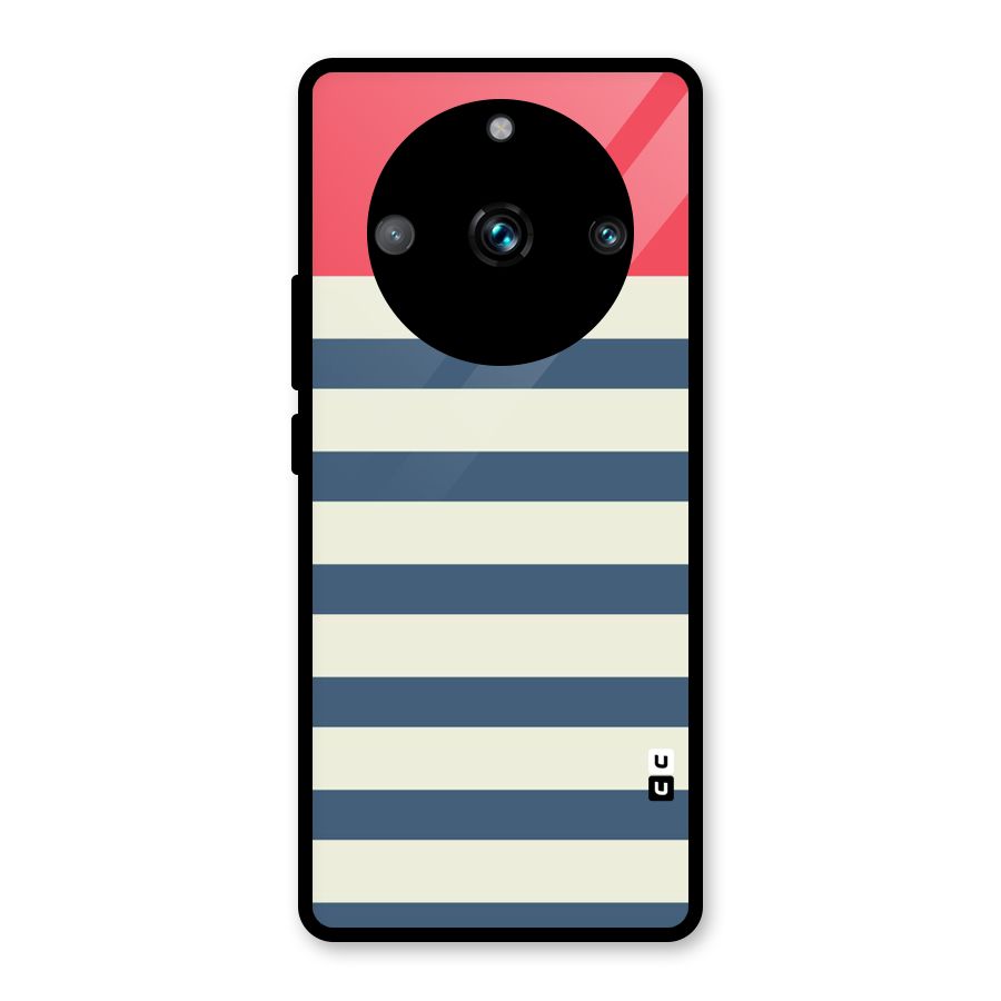Solid Orange And Stripes Glass Back Case for Realme Narzo 60 Pro
