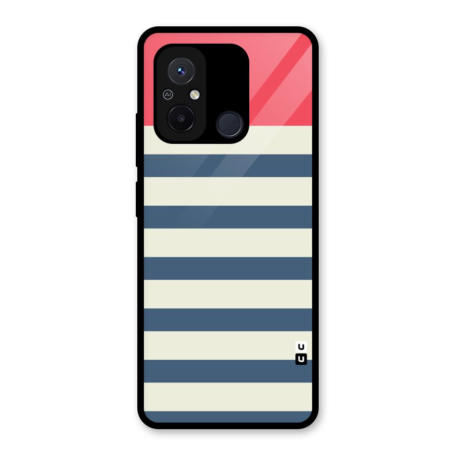 Solid Orange And Stripes Glass Back Case for Redmi 12C