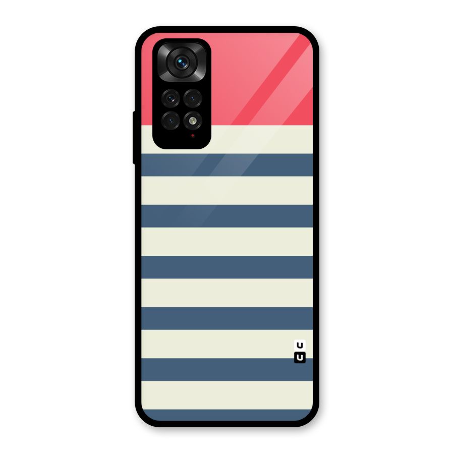 Solid Orange And Stripes Glass Back Case for Redmi Note 11S