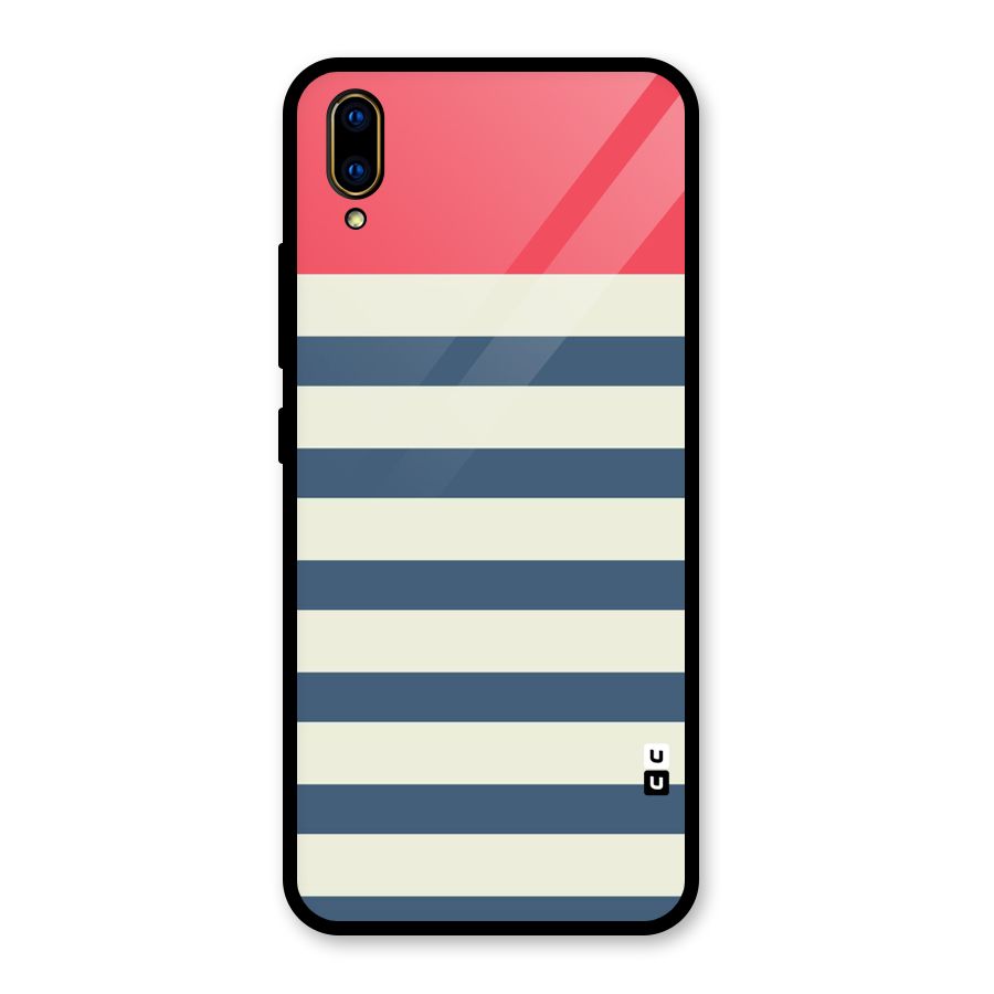 Solid Orange And Stripes Glass Back Case for Vivo V11 Pro