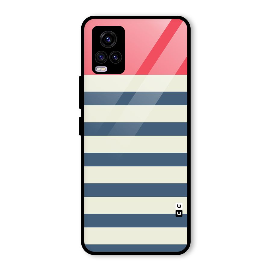 Solid Orange And Stripes Glass Back Case for Vivo V20 2021