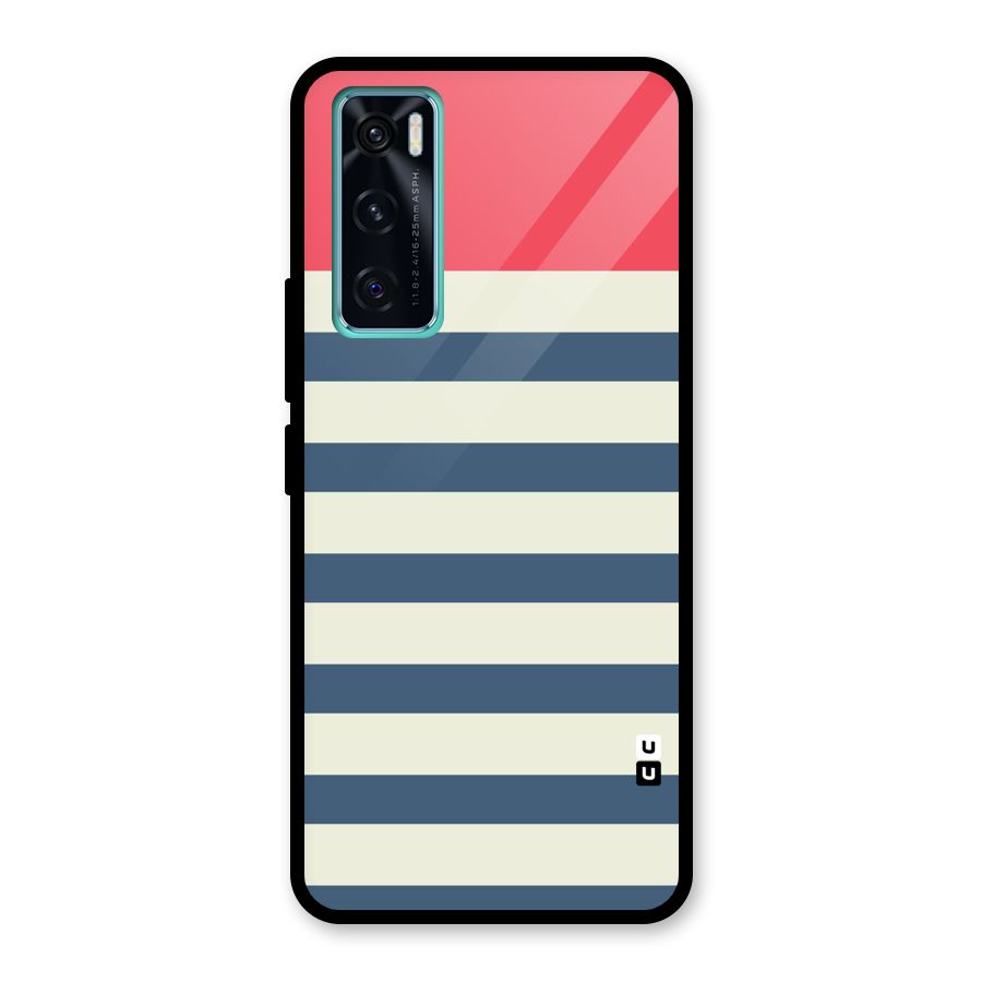 Solid Orange And Stripes Glass Back Case for Vivo V20 SE