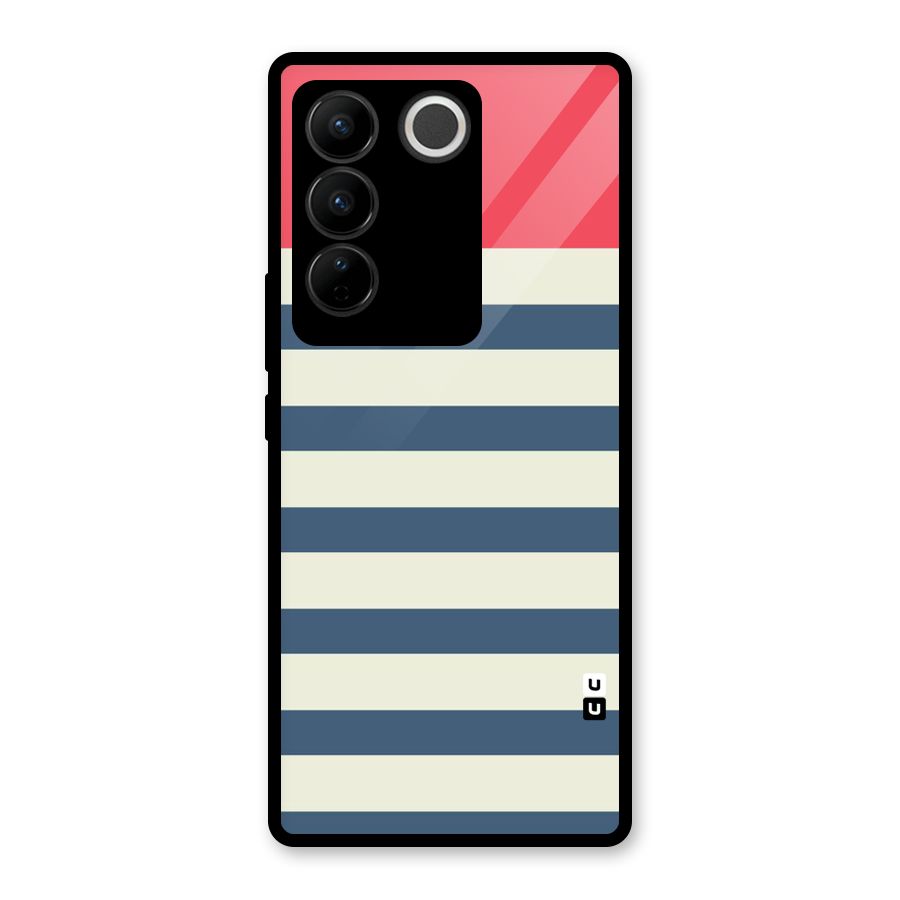 Solid Orange And Stripes Glass Back Case for Vivo V27