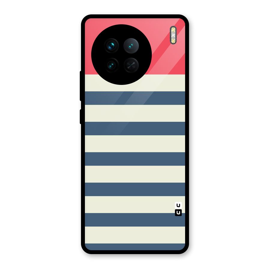 Solid Orange And Stripes Glass Back Case for Vivo X90