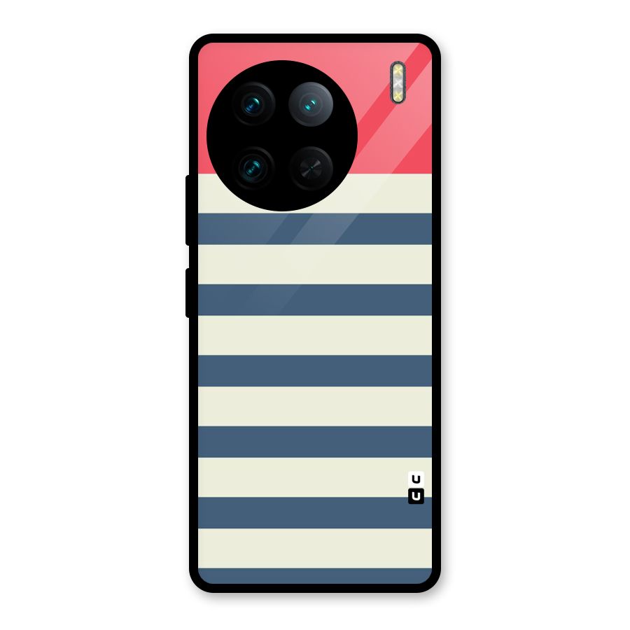 Solid Orange And Stripes Glass Back Case for Vivo X90 Pro