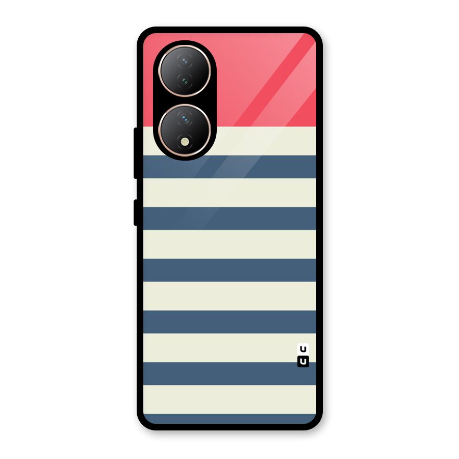 Solid Orange And Stripes Glass Back Case for Vivo Y100A