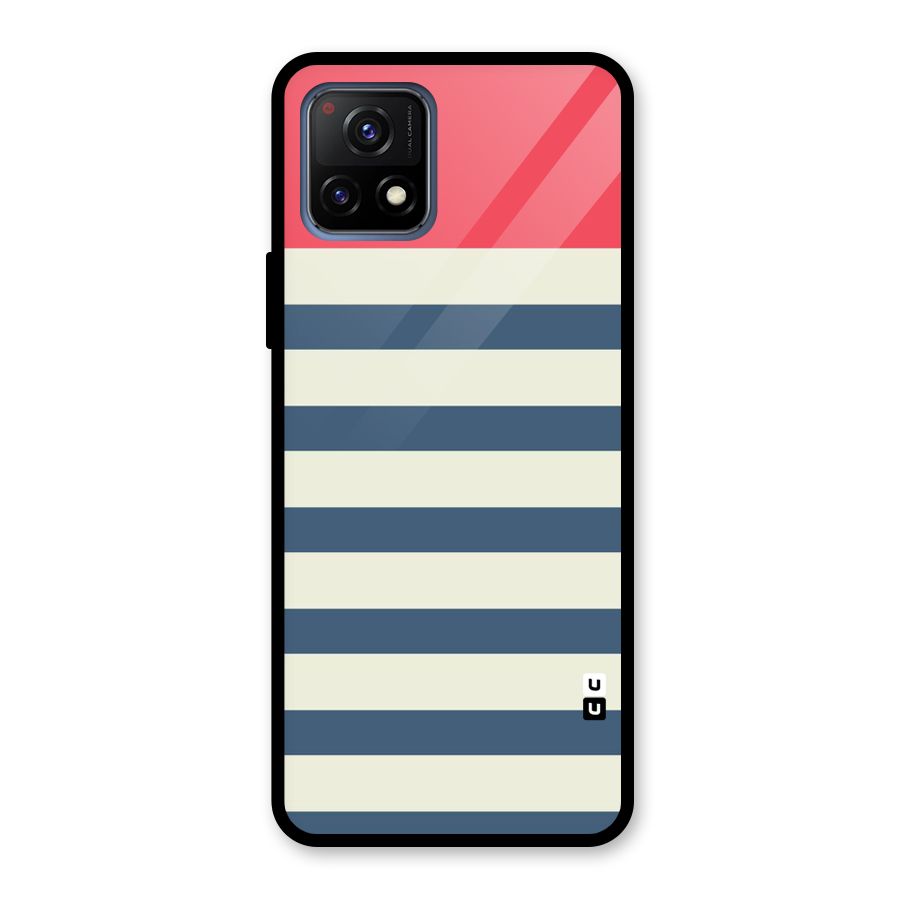 Solid Orange And Stripes Glass Back Case for Vivo Y72 5G