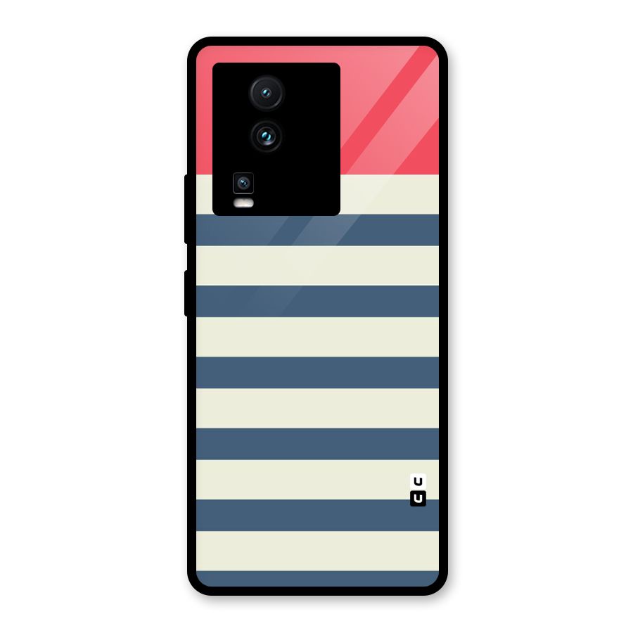 Solid Orange And Stripes Glass Back Case for Vivo iQOO Neo 7 Pro