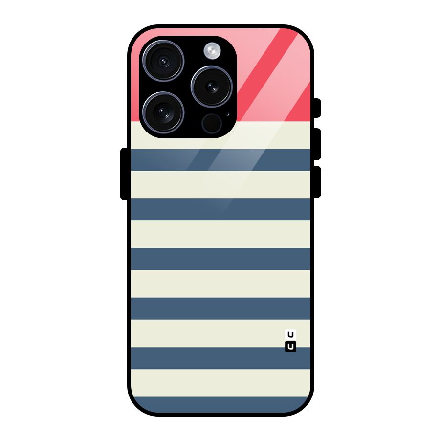 Solid Orange And Stripes Glass Back Case for iPhone 15 Pro