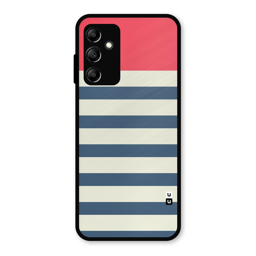 Solid Orange And Stripes Metal Back Case for Galaxy A14 5G