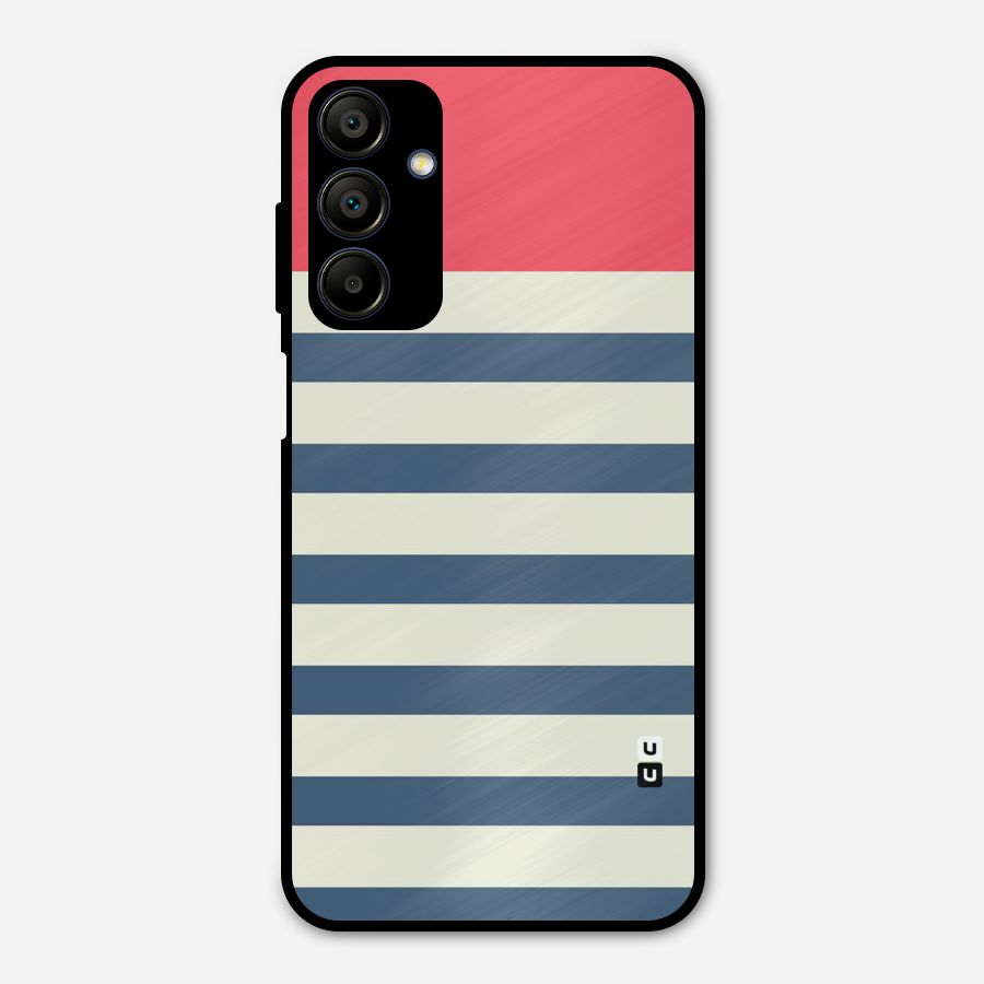 Solid Orange And Stripes Metal Back Case for Galaxy A15 5G