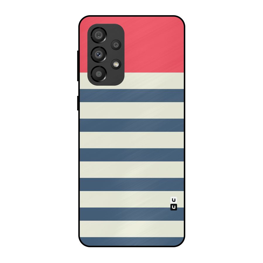 Solid Orange And Stripes Metal Back Case for Galaxy A33 5G