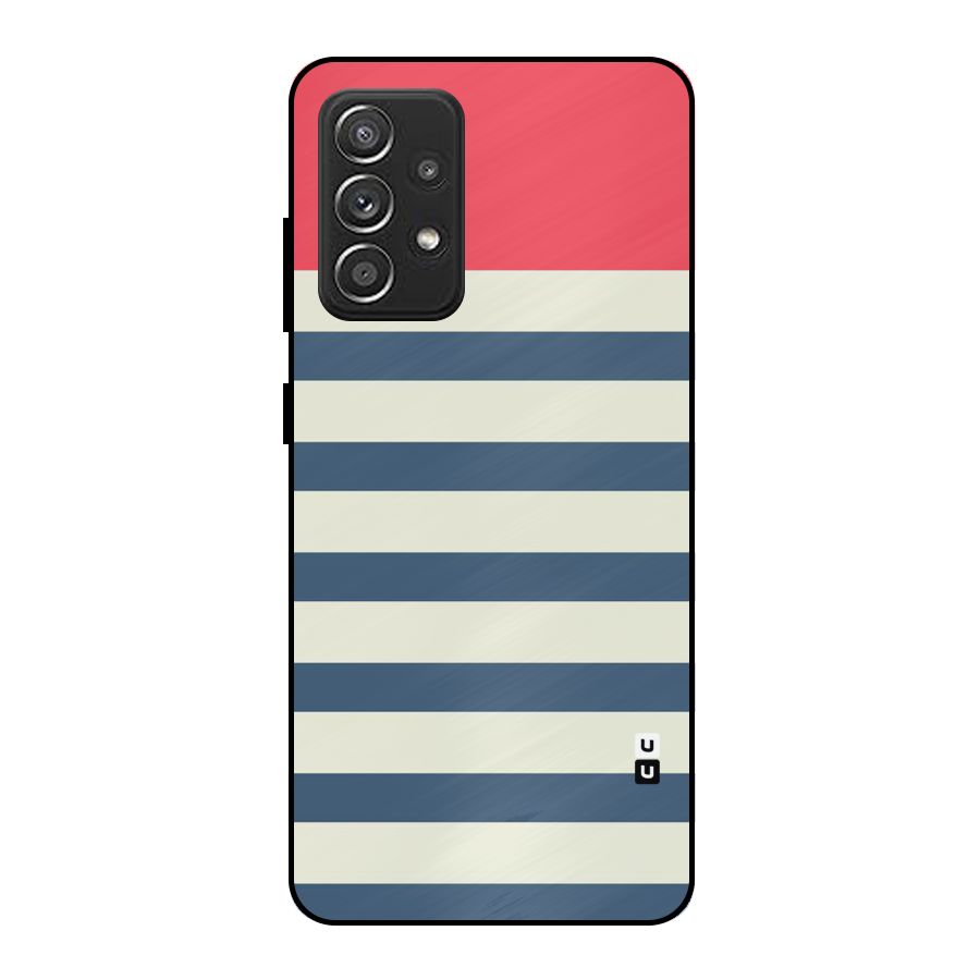 Solid Orange And Stripes Metal Back Case for Galaxy A52s 5G
