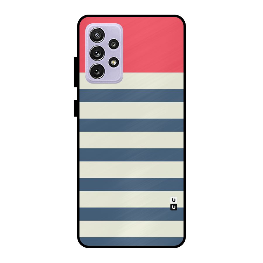 Solid Orange And Stripes Metal Back Case for Galaxy A72