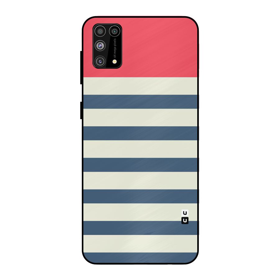 Solid Orange And Stripes Metal Back Case for Galaxy F41