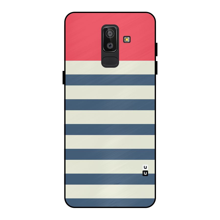 Solid Orange And Stripes Metal Back Case for Galaxy J8