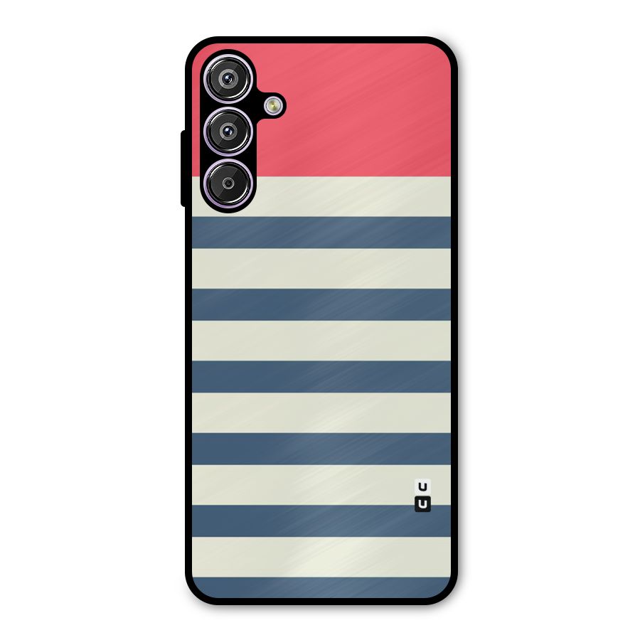 Solid Orange And Stripes Metal Back Case for Galaxy M15