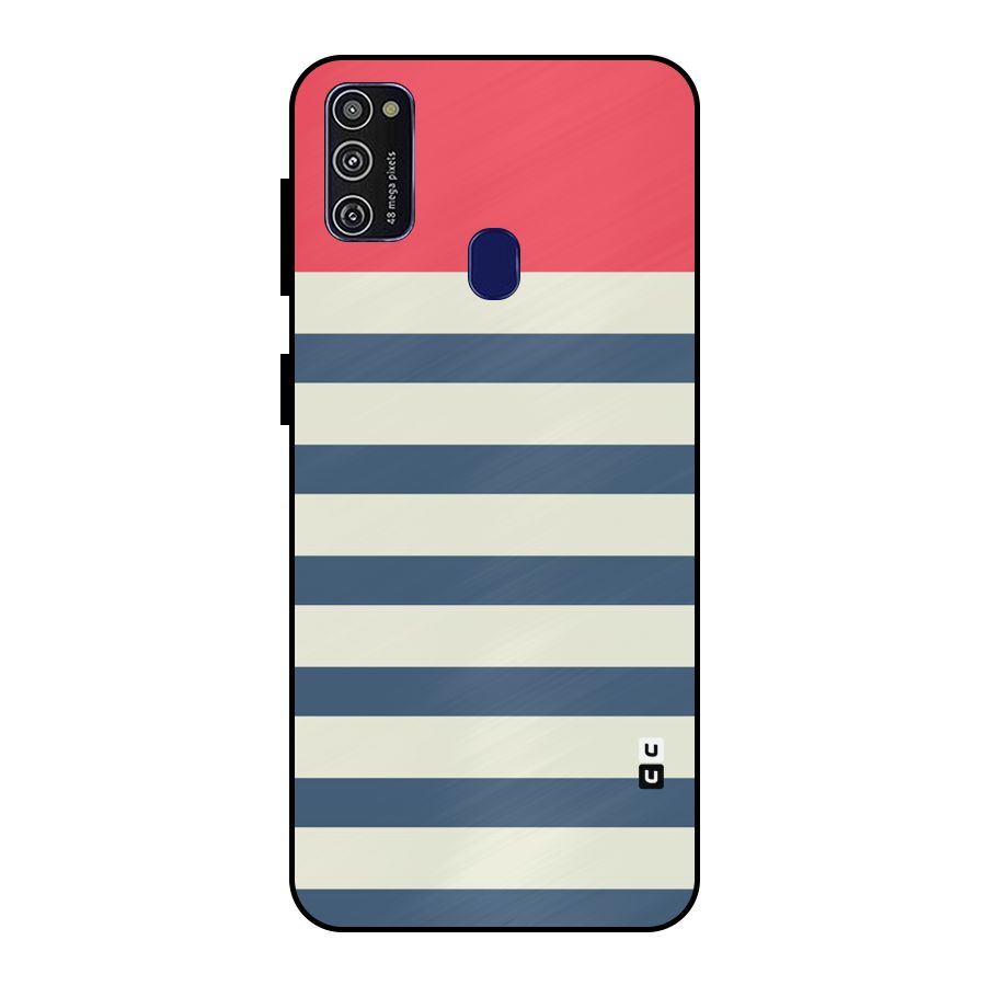 Solid Orange And Stripes Metal Back Case for Galaxy M21