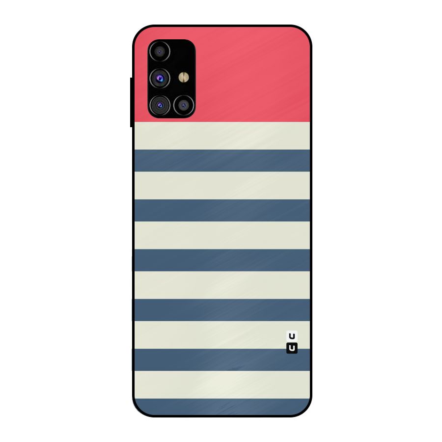 Solid Orange And Stripes Metal Back Case for Galaxy M31s