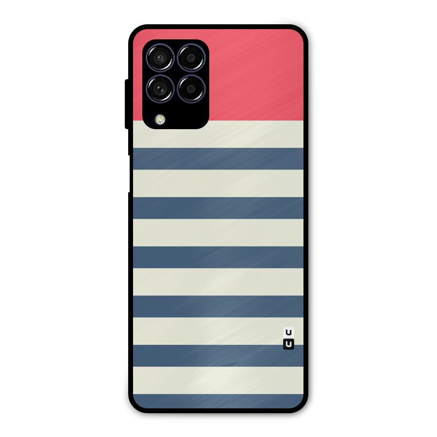 Solid Orange And Stripes Metal Back Case for Galaxy M53 5G