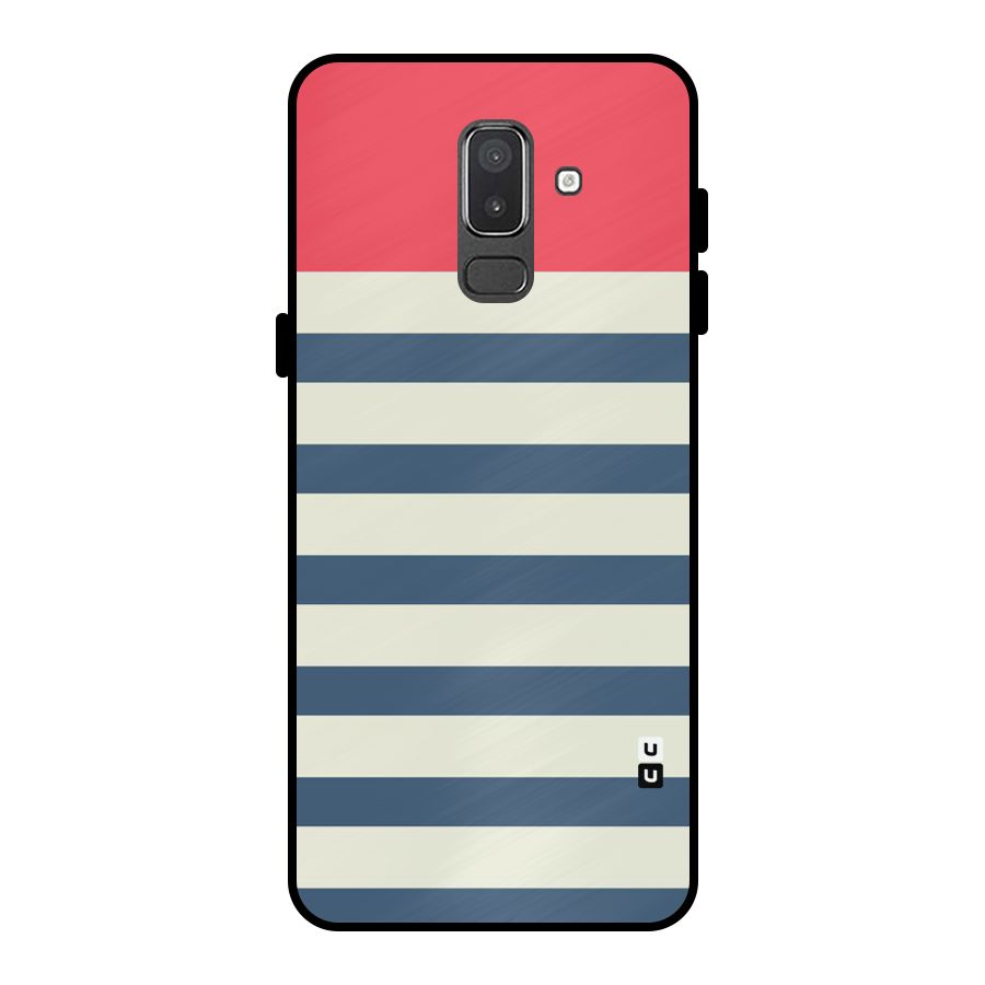 Solid Orange And Stripes Metal Back Case for Galaxy On8 (2018)