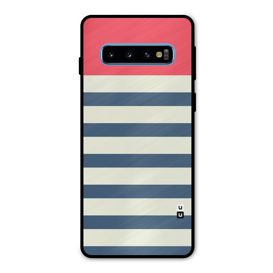 Solid Orange And Stripes Metal Back Case for Galaxy S10