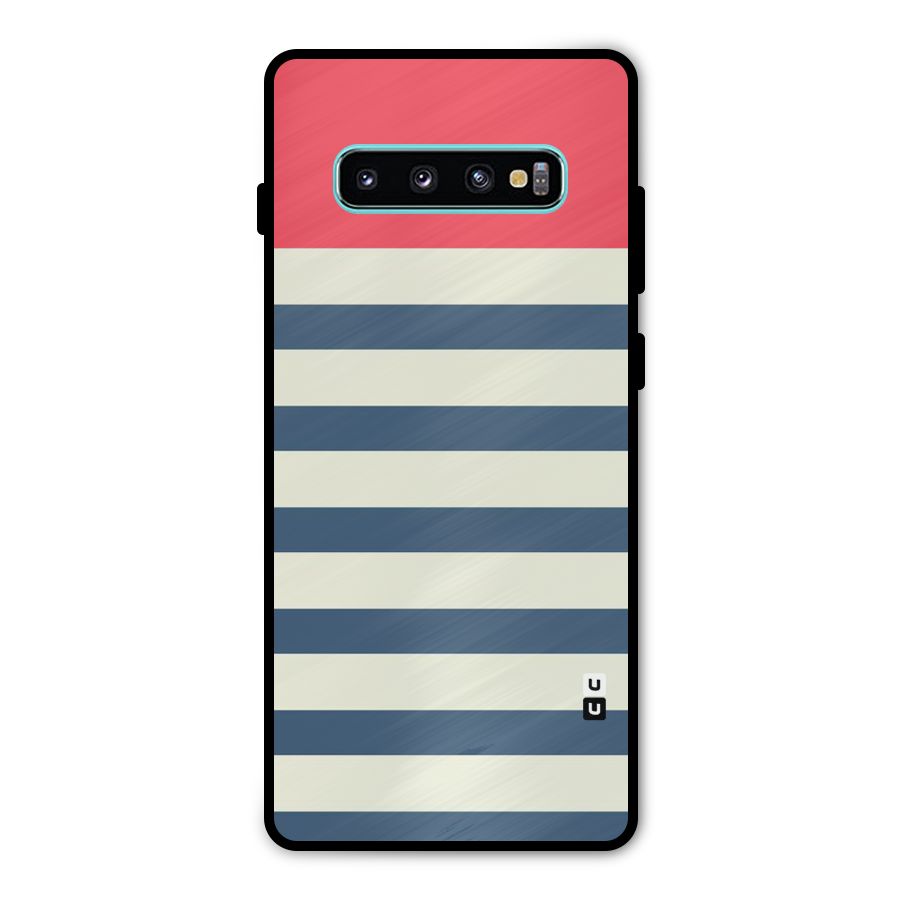 Solid Orange And Stripes Metal Back Case for Galaxy S10 Plus