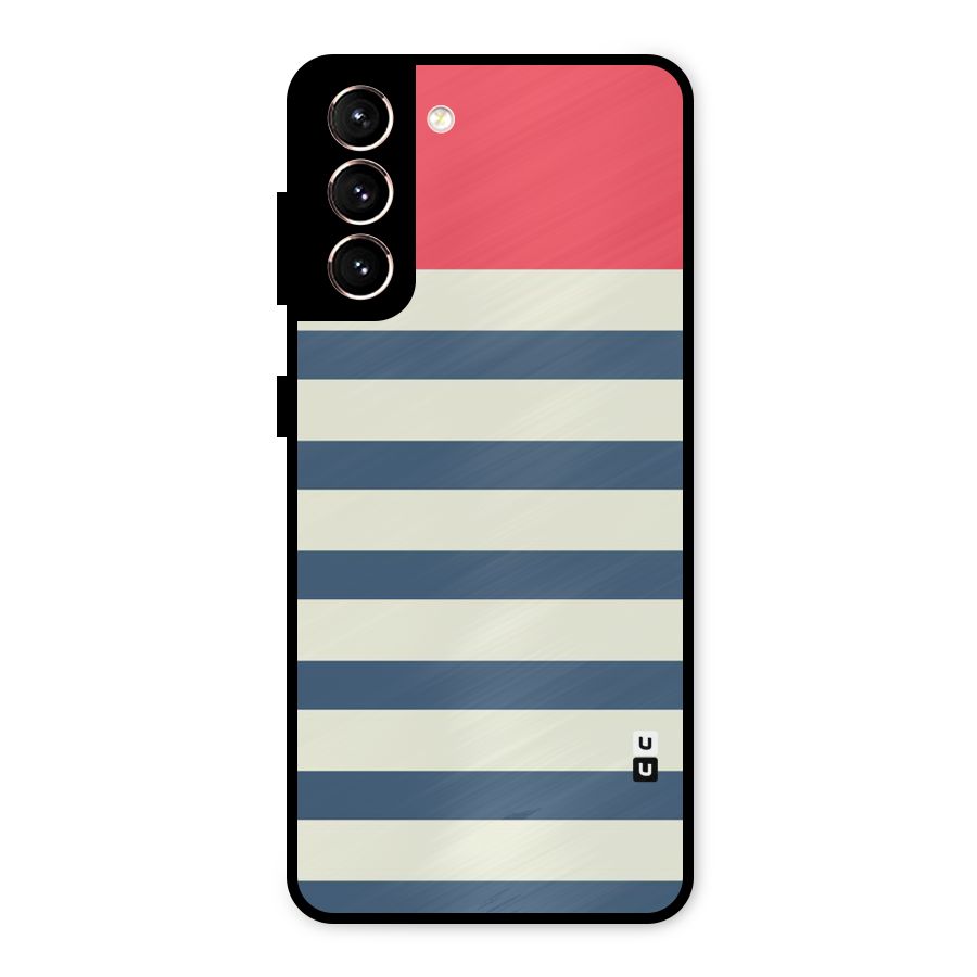 Solid Orange And Stripes Metal Back Case for Galaxy S21 5G