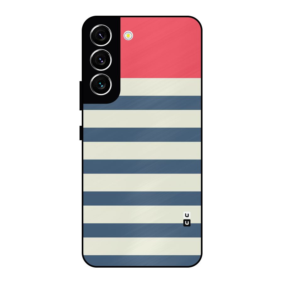 Solid Orange And Stripes Metal Back Case for Galaxy S22 5G