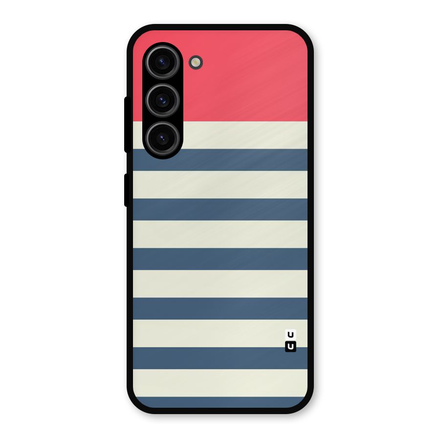 Solid Orange And Stripes Metal Back Case for Galaxy S23