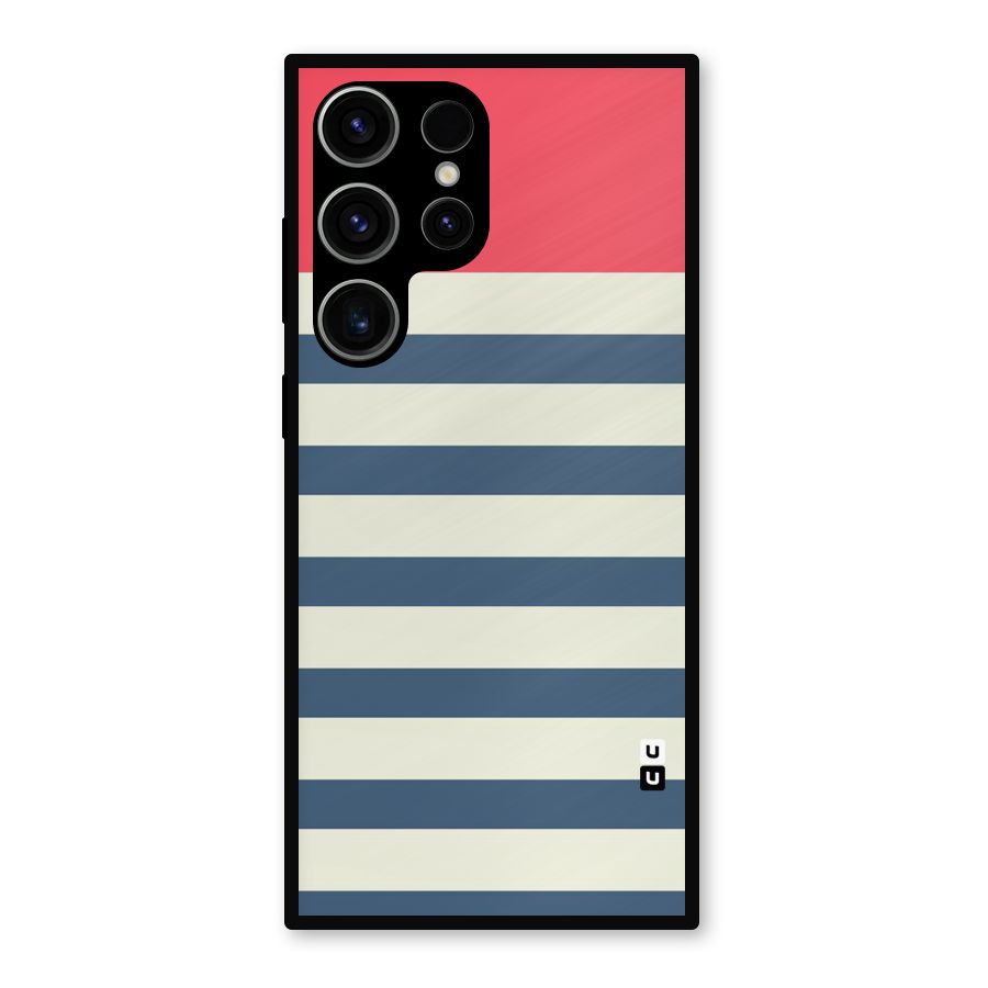 Solid Orange And Stripes Metal Back Case for Galaxy S23 Ultra