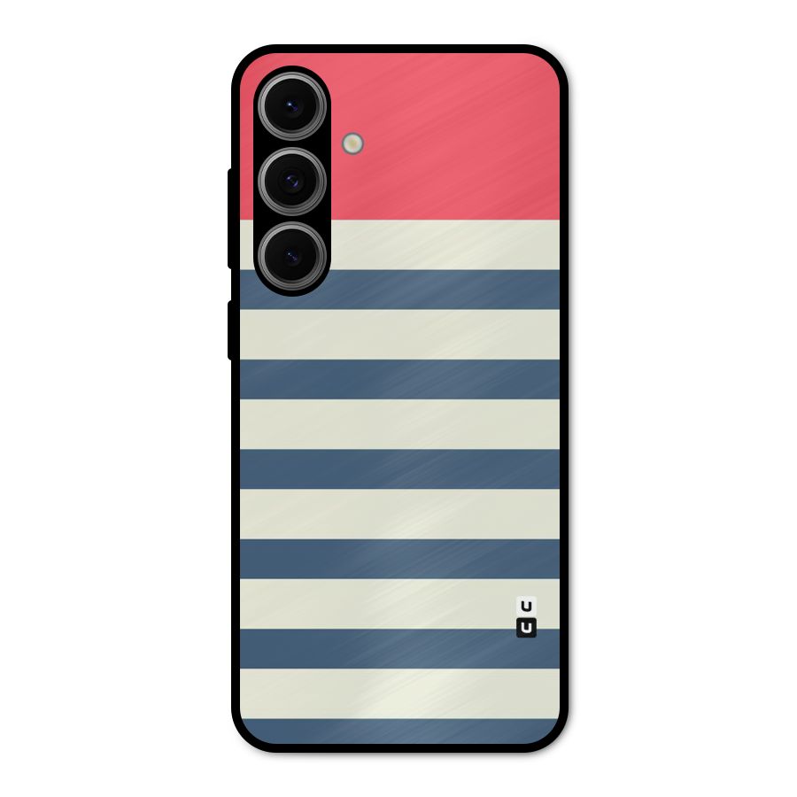 Solid Orange And Stripes Metal Back Case for Galaxy S24 FE