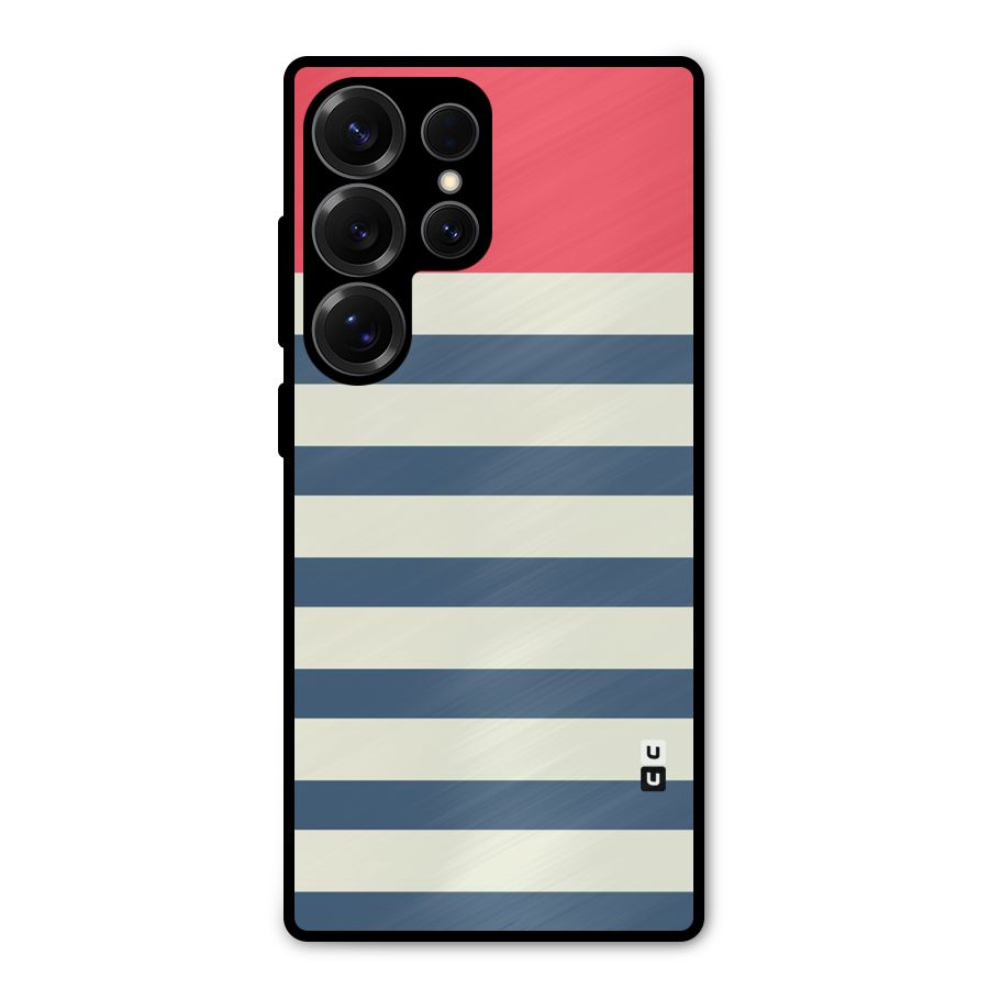 Solid Orange And Stripes Metal Back Case for Galaxy S25 Ultra