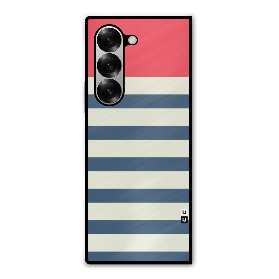 Solid Orange And Stripes Metal Back Case for Galaxy Z Fold6