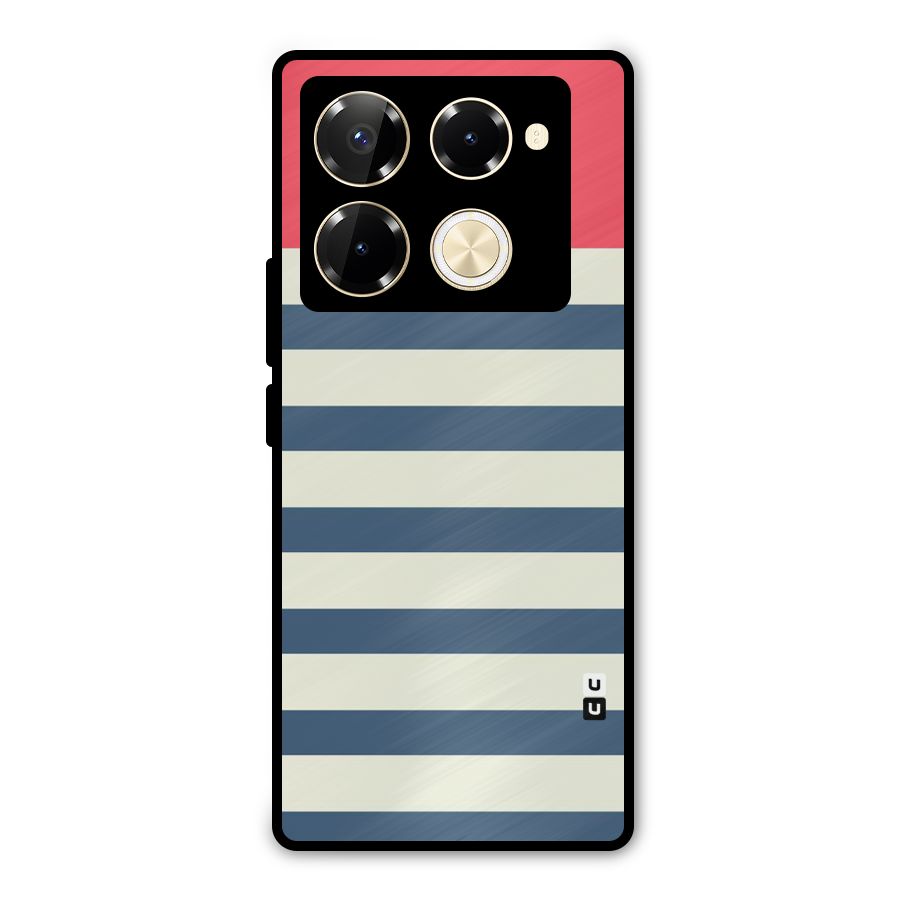 Solid Orange And Stripes Metal Back Case for Infinix Note 40 Pro