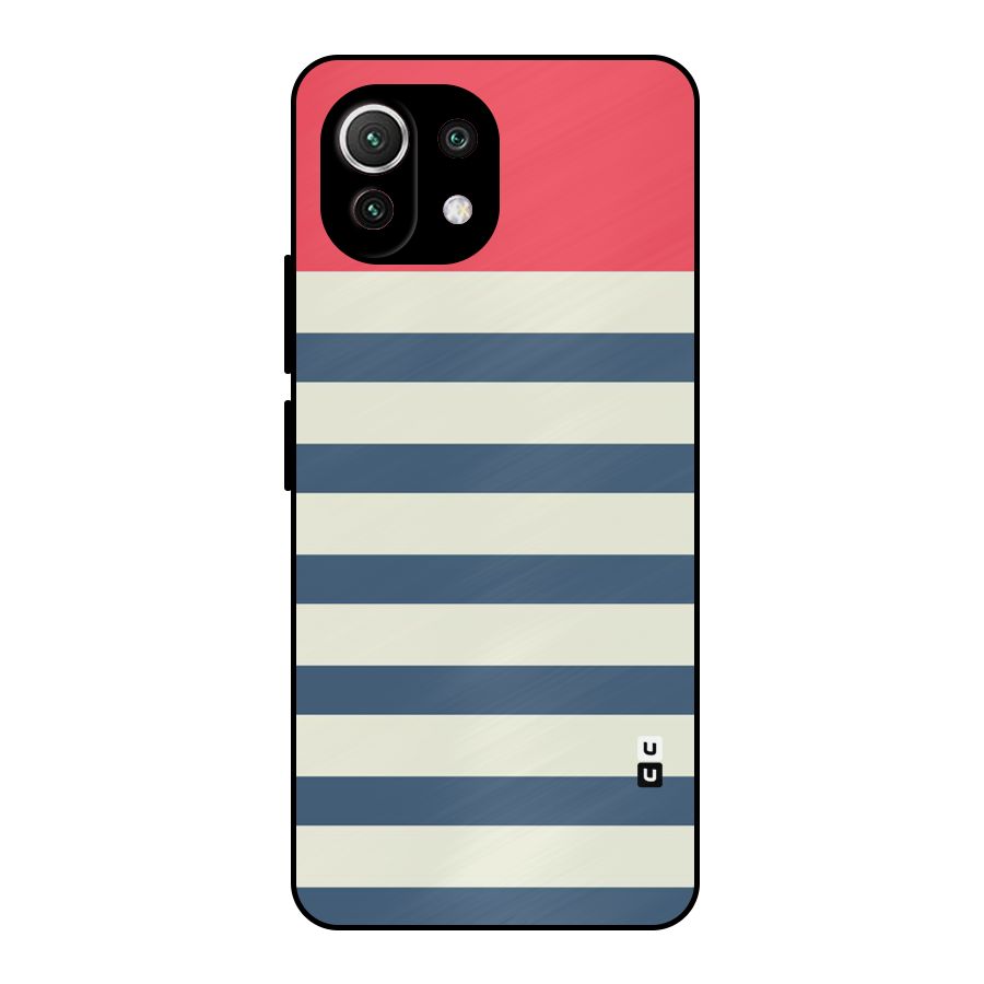 Solid Orange And Stripes Metal Back Case for Mi 11 Lite NE 5G